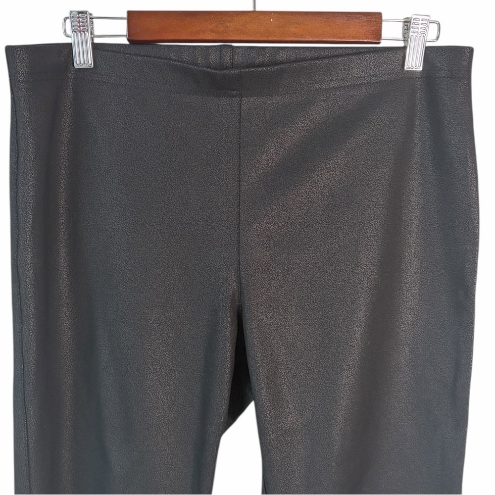 Iris Setlakwe Pull On High Rise Stretch Pants Black Shimmer Size 10 - Picture 2 of 6
